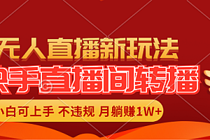 【第11098期】快手直播间转播玩法简单躺赚,真正的全无人直播,小白轻松上手月入1W+