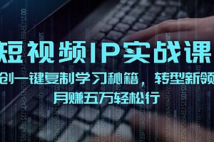 【第11332期】短视频 IP实战课,独创一键复制学习秘籍,转战新领域,月赚五万轻松行