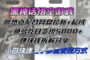 【第11376期】黑神话悟空游戏蹭热点配合网盘拉新+私域