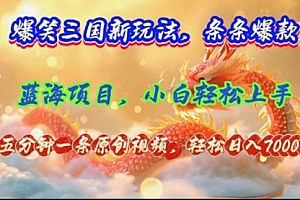 【第11225期】爆笑三国新玩法每条都爆,视频收益 7000+