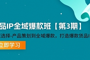 【第11267期】货品-IP全域爆款班【第3期】赛道选择-产品策划到全域爆款,打造爆款货品IP