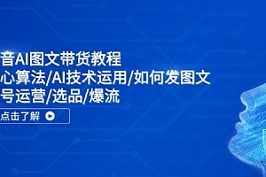 【第11203期】抖音AI图文带货教程:核心算法/AI技术运用/如何发图文/账号运营/选品/爆流