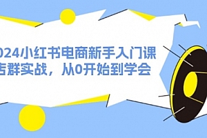 【第11222期】2024小红书电商新手入门课,店群实战,从0开始到学会