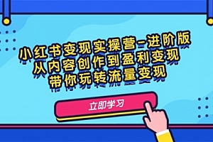 【第11361期】小红书变现实操营-进阶版:从内容创作到盈利变现,带你玩转流量变现