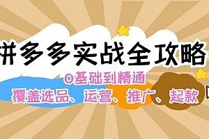 【第11398期】拼多多实战全攻略:0基础到精通,覆盖选品、运营、推广、起款