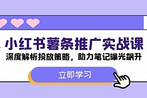 【第11400期】小红书-薯 条 推 广 实战课:深度解析投放策略,助力笔记曝光飙升