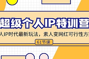 【第11161期】超级个人IP特训营,个人IP时代才最新玩法,素人变网红可行性方案