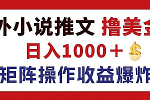 【第11413期】最新海外小说推文撸美金,日入1000+ 蓝海市场,矩阵放大收益爆炸