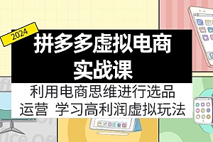 【第11237期】拼多多虚拟电商实战课:虚拟资源选品+运营,高利润虚拟玩法