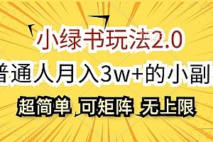 【第11433期】小绿书玩法2.0,超简单,普通人月入3w+的小副业
