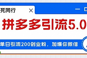 【第11517期】拼多多引流付费创业粉,单日引流200+,日入4000+