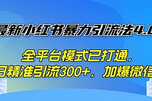 【第11501期】小红书暴力引流法4.0, 全平台模式已打通,日精准引流300+