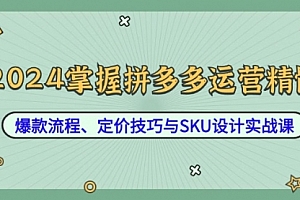【第11619期】2024掌握拼多多运营精髓:爆款流程、定价技巧与SKU设计实战课