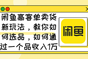 【第11446期】闲鱼高客单卖货新玩法,教你如何选品,如何通过一个品收入1万+