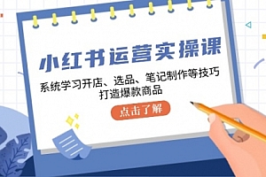 【第11689期】小红书运营实操课,系统学习开店、选品、笔记制作等技巧,打造爆款商品