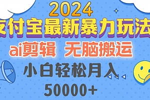 【第11704期】2024支付宝最新暴力玩法,AI剪辑,无脑搬运