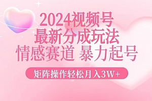 【第11705期】2024最新视频号分成玩法,情感赛道,暴力起号,矩阵操作轻松月入3W+