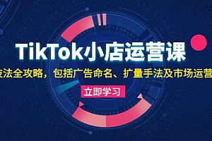 【第11782期】TikTok小店运营课:投流技法全攻略,包括广告命名 扩量手法及市场运营方法