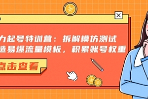 【第11839期】暴力起号特训营:拆解模仿测试,打造易爆流量模板,积累账号权重