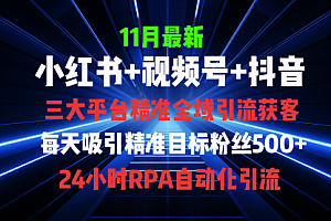 【第11870期】全域多平台引流私域打法,小红书,视频号,抖音全自动获客
