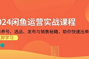 【第11901期】2024闲鱼运营实战课程:揭秘养号、选品、发布与销售秘籍,助你快速出单