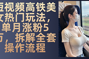 【第11911期】短视频高铁美女热门玩法,单月涨粉5万,拆解全套操作流程