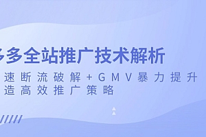 【第11972期】多多全站推广技术解析:极速断流破解+GMV暴力提升,打造高效推广策略