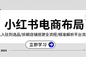 【第12025期】小红书电商布局:从入驻到选品/拆解店铺搭建全流程/精准解析平台流量优势