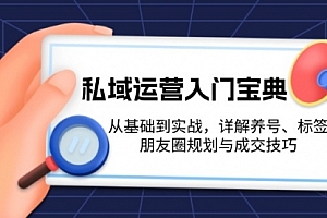 【第12031期】私域运营入门宝典:从基础到实战,详解养号、标签、朋友圈规划与成交技巧