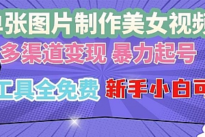 【第12086期】单张图片作美女视频 ,多渠道变现 暴力起号,所有工具全免费