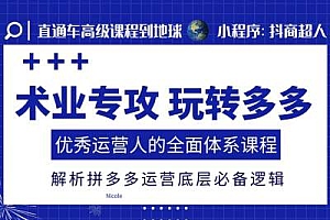 【第12154期】术业专攻玩转多多,优秀运营人的全面体系课程,解析拼多多运营底层必备逻辑
