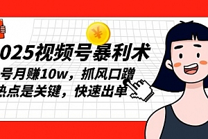 【第12188期】2025视频号暴利术,单号月赚10w,抓风口蹭热点是关键