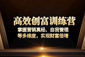 【第12268期】高效创富训练营:掌握营销真经、自我管理等多维度,实现财富倍增