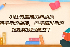 【第12341期】小红书虚拟资料引流,新手引流变现,老手精准引流,轻松实现日赚过千