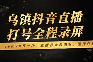 【第12356期】乌镇抖音直播打号全程录屏,gvm20万一场,直播行业风向标,懂行必看