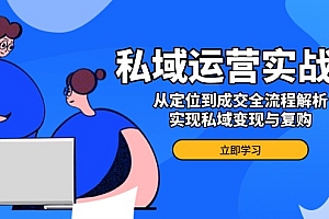 【第12400期】私域运营实战课,从定位到成交全流程解析,实现私域变现与复购
