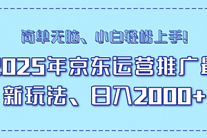 【第12431期】25年京东运营推广最新玩法,日入2000+,小白轻松上手!