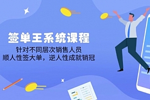 【第12476期】签单王系统课程,针对不同层次销售人员,顺人性签大单,逆人性成就销冠