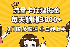 【第12505期】流量卡代理掘金,0门槛,每天躺赚3000+