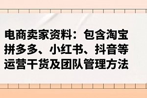 【第12515期】电商卖家资料:包含淘宝、拼多多、小红书、抖音等运营干货及团队管理方法