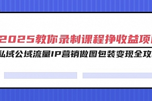 【第12571期】2025教你录课挣收益项目,私域公域流量IP营销做图包装变现全攻略