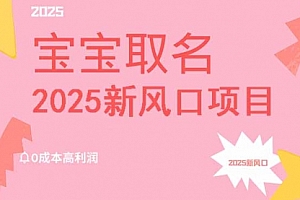 【第12627期】2025新风口项目宝宝取名,0成本高利润,附保姆级教程