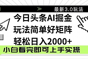 【第12691期】今日头条2025最新3.0玩法,思路简单,复制粘贴,轻松实现矩阵日入2000+