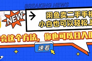 【第12695期】闲鱼卖二手手机,小白也可以轻松上手,学会这个方法,你也可以日入800+