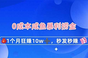 【第12702期】0成本闲鱼暴利捞金,1个月狂赚10W+,秒发秒赚新玩法