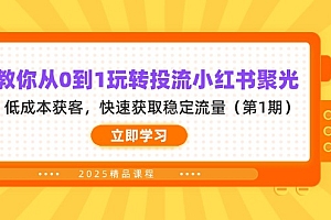 【第12710期】教你从0到1玩转投流小红书聚光,低成本获客,快速获取稳定流量(第1期)