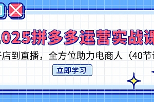 【第12711期】2025拼多多运营实战课,从开店到直播,全方位助力电商人(40节课)