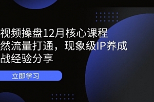 【第12797期】短视频操盘12月核心课程:自然流量打通,现象级IP养成,实战经验分享