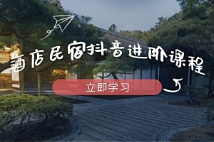 【第12812期】酒店民宿抖音进阶课程,掌握流量渠道与推流逻辑,打造爆款内容