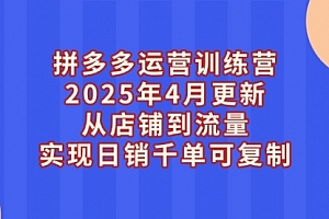 【第12813期】拼多多运营训练营2025年4月更新,从店铺到流量,实现日销千单可复制